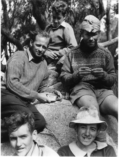 Expeditioners on Rodondo Island, circa 1947.